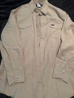 Beige Corduroy Button-Up Shirt